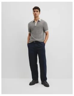 Country Road Australian Cotton Textured Knit Polo in Navy