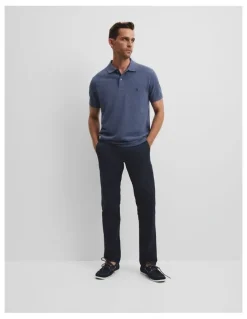 Country Road Australian Cotton Pique Polo in Storm Blue Melange