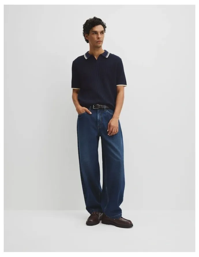 Country Road Australian Good Earth Cotton Tapered Trophy Polo in Midnight