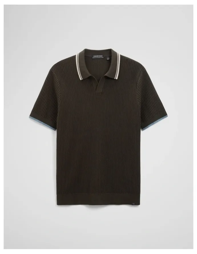 Country Road Australian Good Earth Cotton Tapered Trophy Polo in Deep Khaki