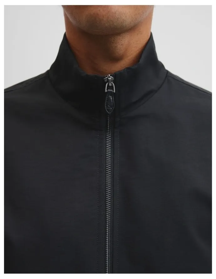 Country Road Cut Out Nyln Fnl Nck Jacket in Black