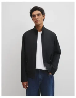 Country Road Cut Out Nyln Fnl Nck Jacket in Black