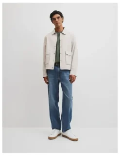 Country Road Lin Cut Out Blend Bttn Jacket in Oat