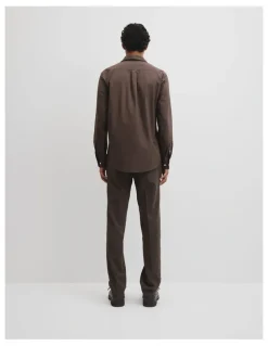 Country Road Long Sleeve Ac Poplin Shirt in Coffee