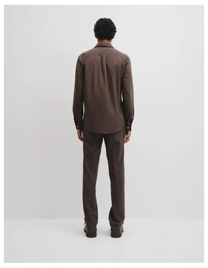 Country Road Long Sleeve Ac Poplin Shirt in Coffee