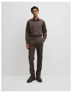 Country Road Long Sleeve Ac Poplin Shirt in Coffee