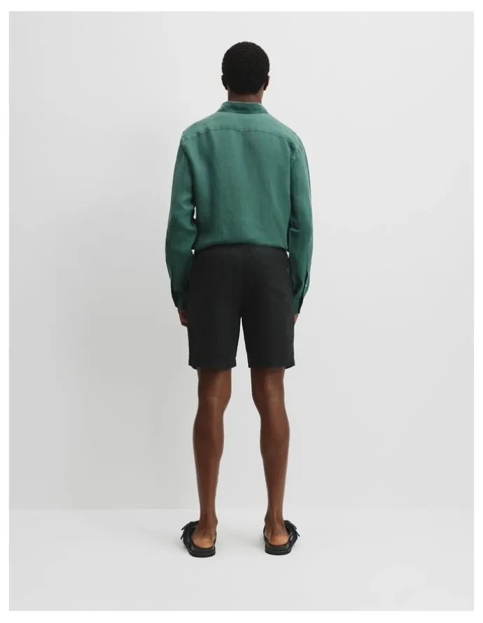 Country Road Organically Grown Linen Drawcord Short in Black