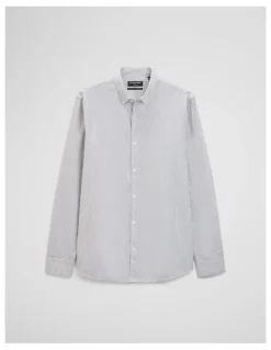 Country Road Regular Fit Cotton Stripe Shirt in Stone