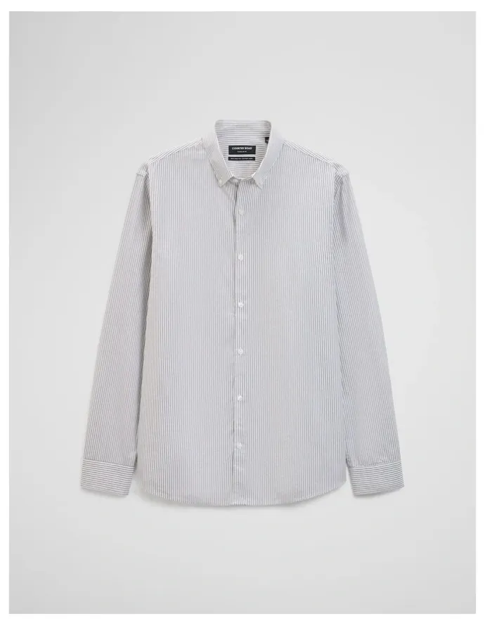 Country Road Regular Fit Cotton Stripe Shirt in Stone
