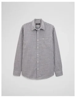 Country Road Regular Fit Cotton Gingham Shirt in White Multi