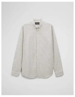 Country Road Regular Fit Cotton Grid Shirt in White Multi