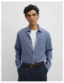 Country Road Regular Fit Linen Shirt in Midnight