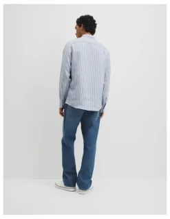 Country Road Regular Fit Linen Stripe Shirt in Steel