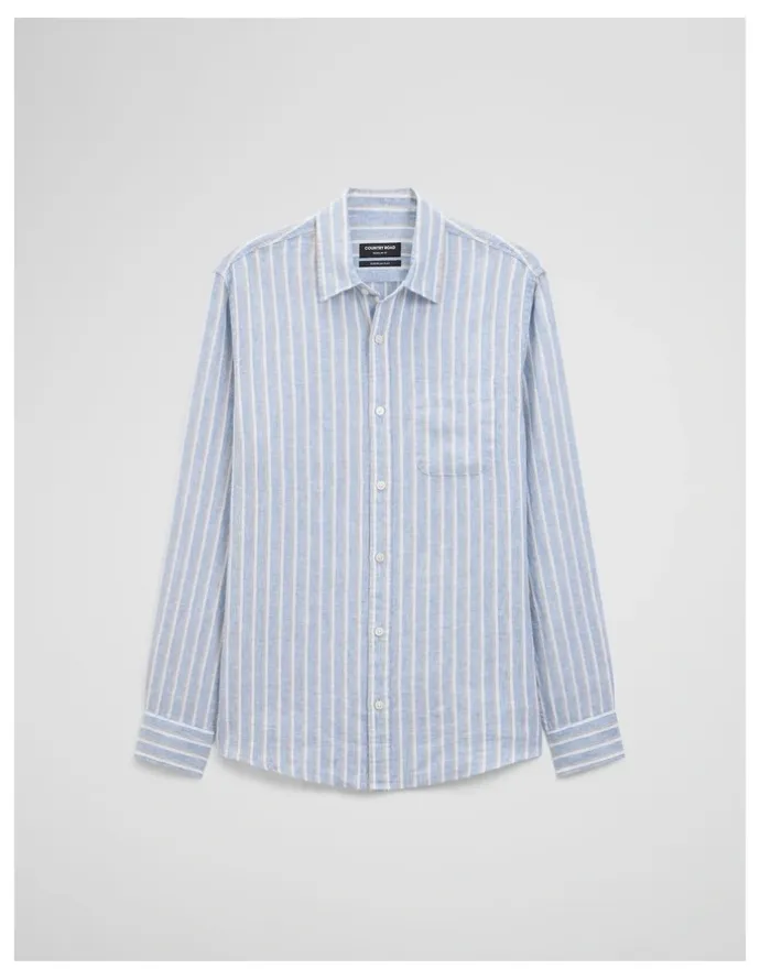 Country Road Regular Fit Linen Stripe Shirt in Steel