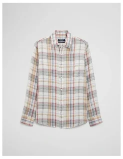 Country Road Regular Fit Linen Check Shirt in Multi Check