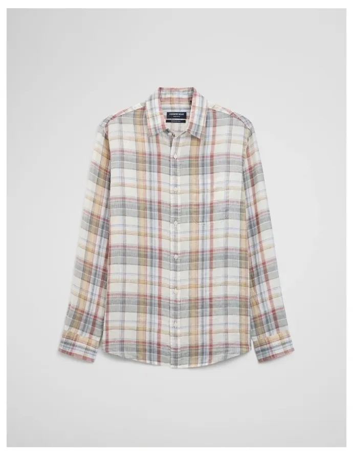 Country Road Regular Fit Linen Check Shirt in Multi Check