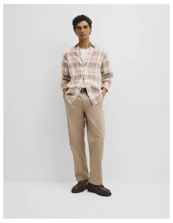 Country Road Regular Fit Linen Check Shirt in Multi Check