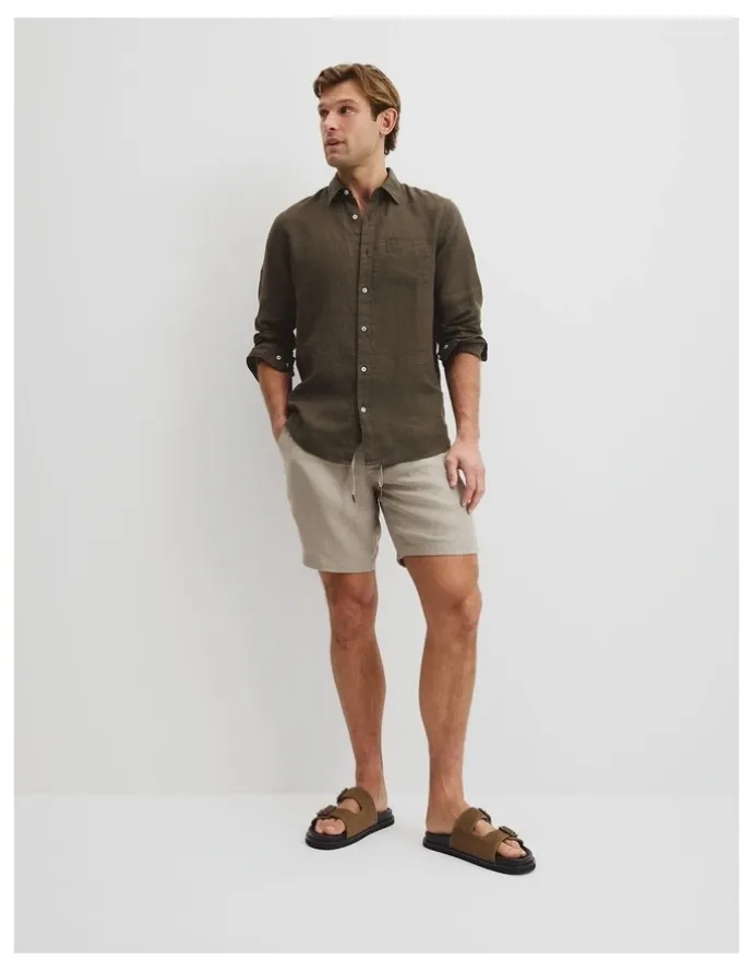 Country Road Regular Fit Organically Grown Linen Shirt in Willow