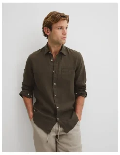 Country Road Regular Fit Organically Grown Linen Shirt in Willow