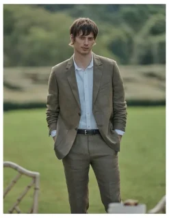 Country Road Regular Fit Tapered Linen Pant in Khaki