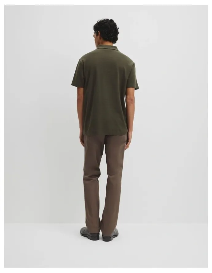 Country Road Short Sleeve Waffle Button Polo in Deep Khaki