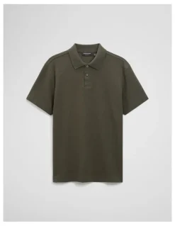 Country Road Short Sleeve Waffle Button Polo in Deep Khaki