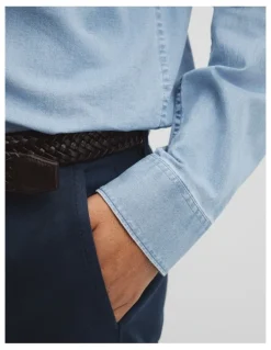 Country Road Slim Fit Chambray Shirt in Light Wash