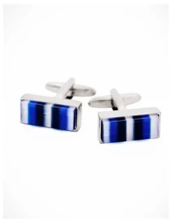 Cudworth Blue Striped Cats Eye Cufflinks