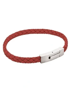 Cudworth Braided Suede & Steel Calabria Bracelet, 21.5cm x 6mm, Flame