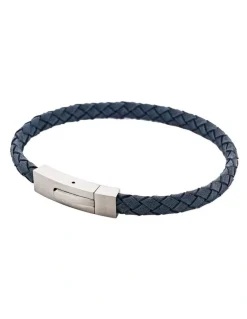 Cudworth Braided Suede & Steel Calabria Bracelet, 21.5cm x 6mm, Ocean