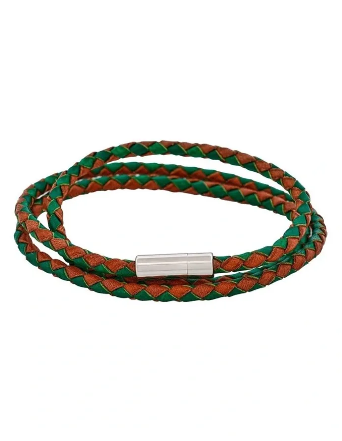 Cudworth Brown/Green Leather Bracelet