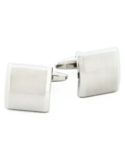 Cudworth Brush Rhodium Cufflinks in Silver