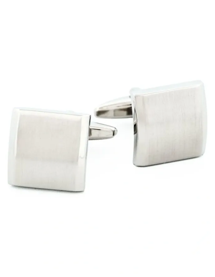 Cudworth Brush Rhodium Cufflinks in Silver