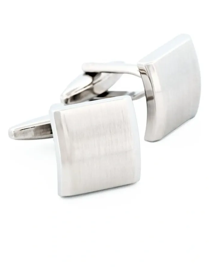 Cudworth Brush Rhodium Cufflinks in Silver