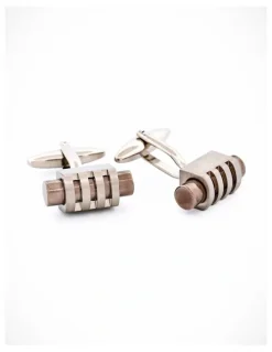 Cudworth Brush Rhodium Gun Metal Cufflinks