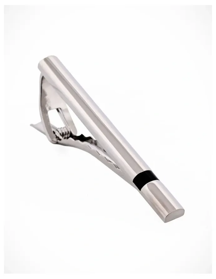 Cudworth Brush Rhodium/Black Tie Bar 60mm