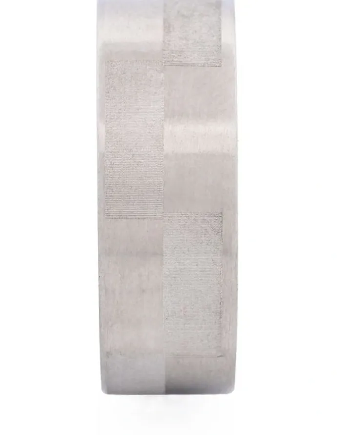 Cudworth Brushed & Frosted Brick Pattern Stainless Steel Ring in Silver