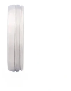 Cudworth Brushed & Polished Slim Stainless Steel Ring in Silver