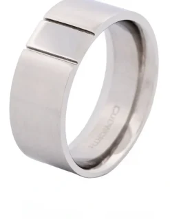 Cudworth Brushed & Polished Centre Stainless Steel Ring in Silver