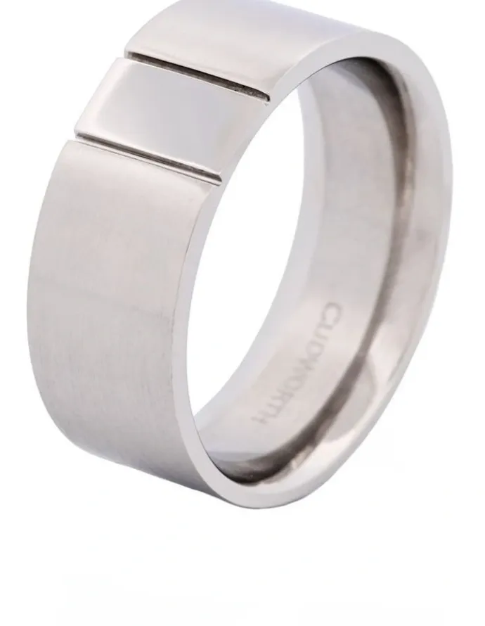 Cudworth Brushed & Polished Centre Stainless Steel Ring in Silver