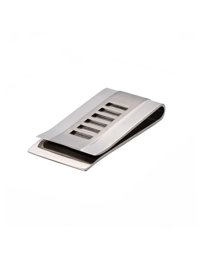 Cudworth Brushed And Polished Stainless Steel Money Clip in Silver