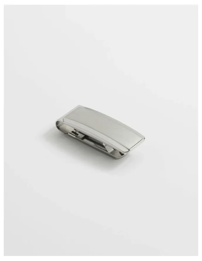 Cudworth Brushed and Polished Curved Face Stainless Steel Money Clip in Silver