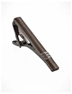 Cudworth Brushed Gun Metal with three strips Tie Clip 51mm