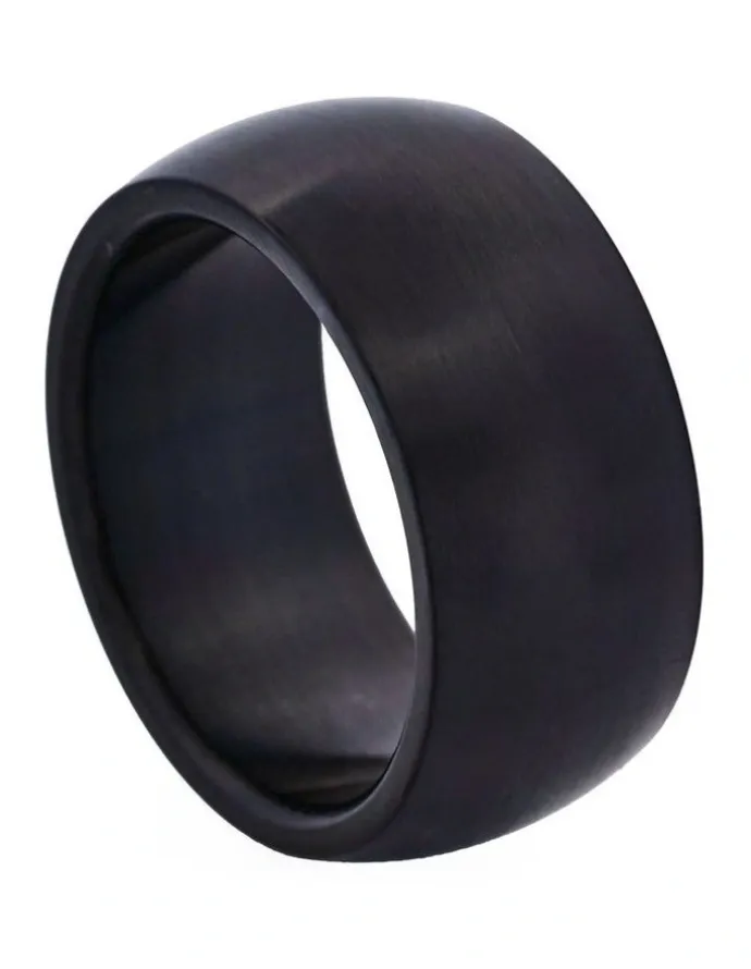 Cudworth Brushed lon Plated Stainless Steel Band Ring in Black