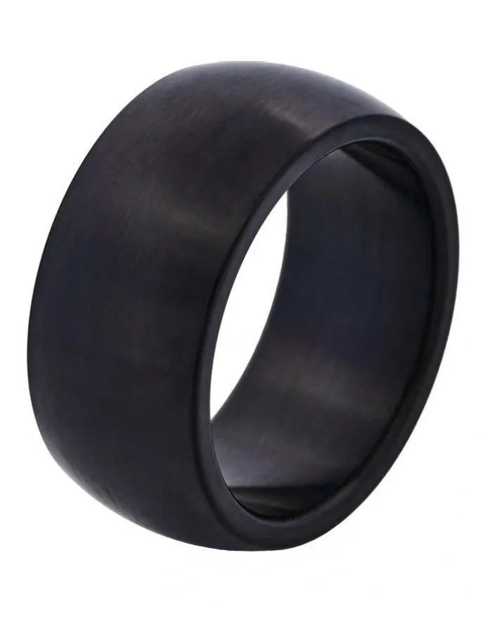 Cudworth Brushed lon Plated Stainless Steel Band Ring in Black