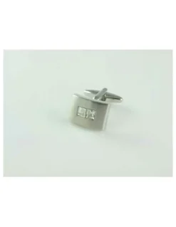 Cudworth Brushed Rhodium Plated Crystal Cufflinks in Silver
