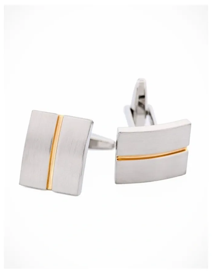 Cudworth Brushed Rhodium Gold Cufflinks