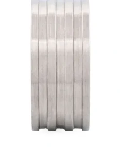 Cudworth Brushed Ribbed Striped Stainless Steel Ring in Silver