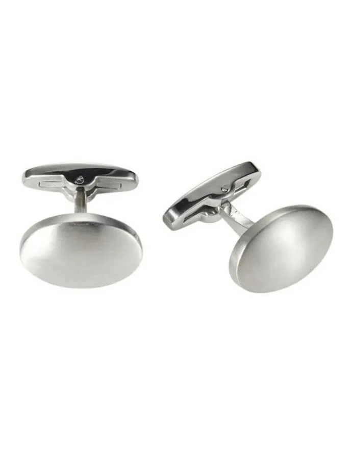 Cudworth Brushed Stainless Steel Oval Cufflinks in Silver