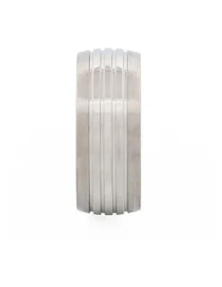 Cudworth Brushed Stainless Steel With Polished Triple Centre Band Ring in Silver